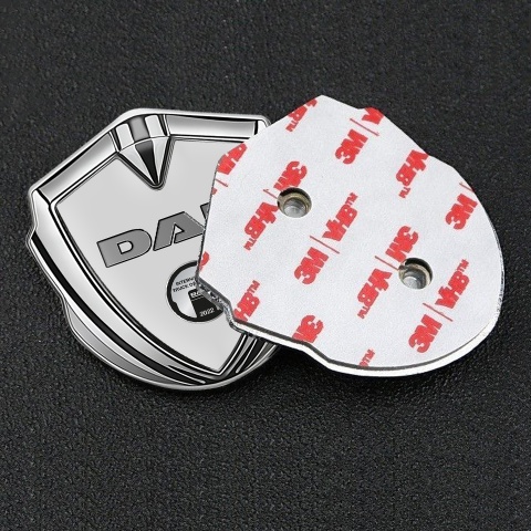 DAF Emblem Self Adhesive Silver Grey Base Oval Metallic Plaque