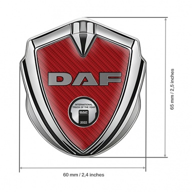 DAF Emblem Self Adhesive Silver Red Carbon Metallic Oval Plaque