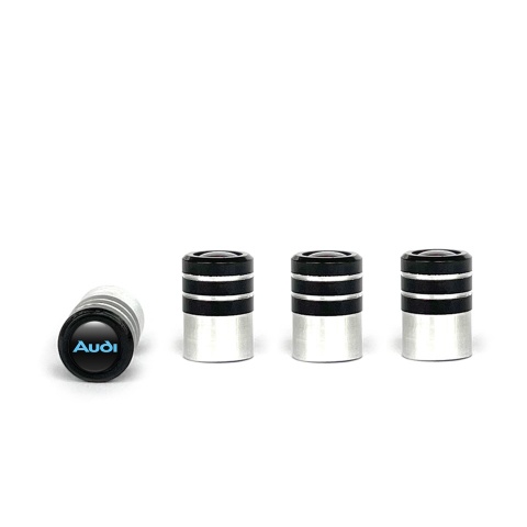 Audi Valve Caps 4 pcs Black Silicone Sticker with Blue Logo