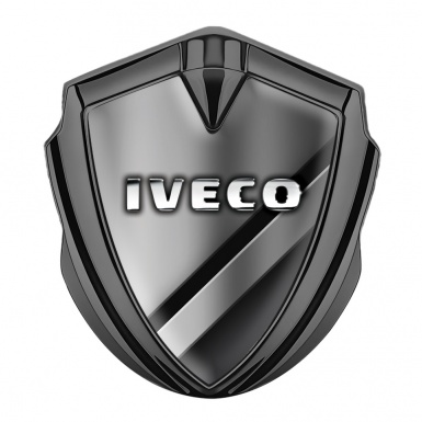 Iveco Emblem Trunk Badge Graphite Polished Metal Chromed Logo Effect