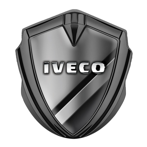 Iveco Emblem Trunk Badge Graphite Polished Metal Chromed Logo Effect