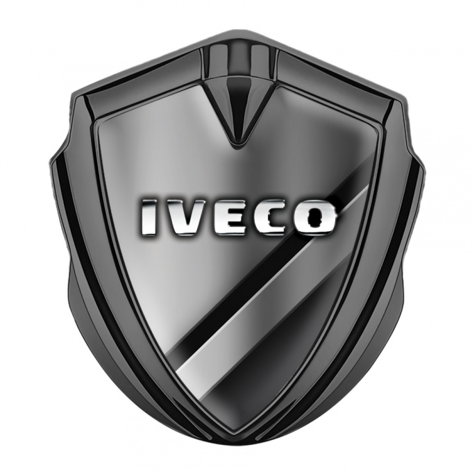 Iveco Emblem Trunk Badge Graphite Polished Metal Chromed Logo Effect