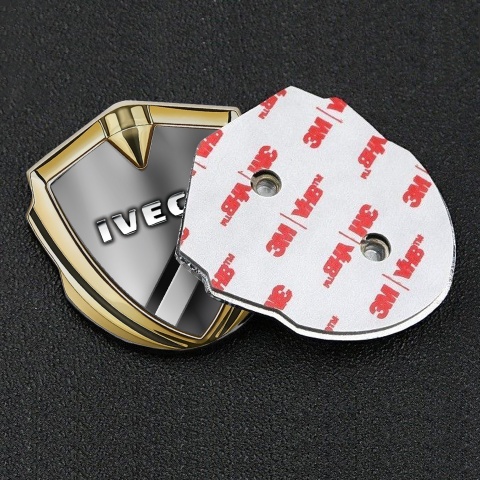 Iveco Emblem Trunk Badge Gold Polished Metal Chromed Logo Effect