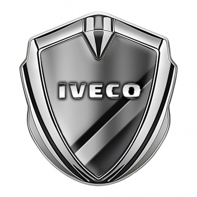 Iveco Emblem Trunk Badge Silver Polished Metal Chromed Logo Effect
