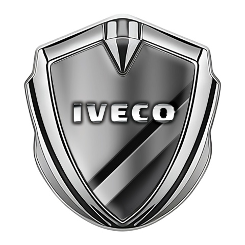 Iveco Emblem Trunk Badge Silver Polished Metal Chromed Logo Effect