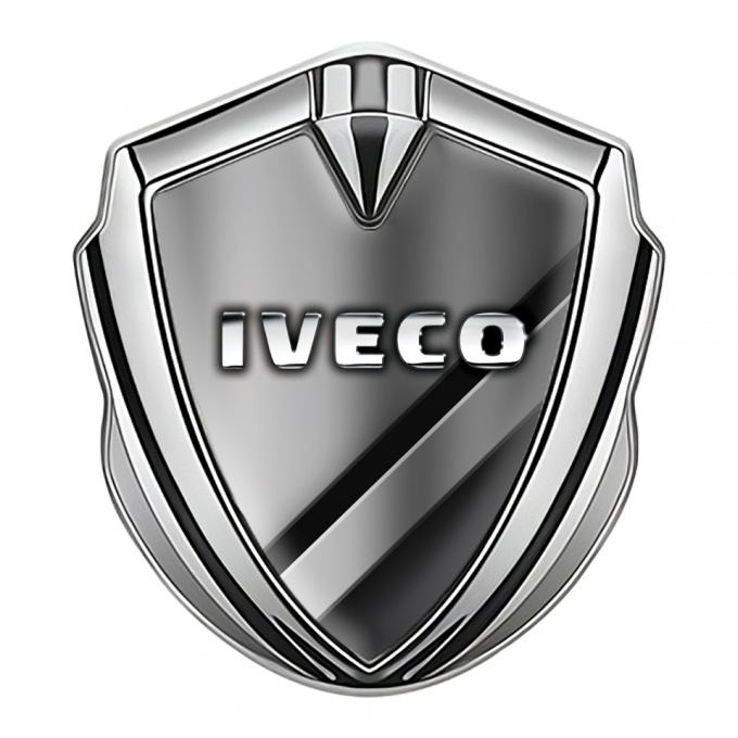 Iveco Emblem Trunk Badge Silver Polished Metal Chromed Logo Effect