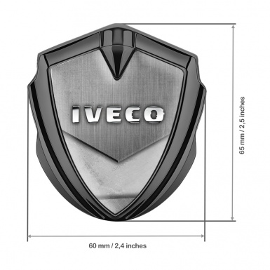 Iveco Emblem Badge Graphite Stone Texture Effect Chrome Logo