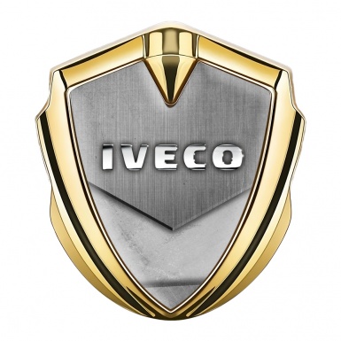 Iveco Emblem Badge Gold Stone Texture Effect Chrome Logo Design