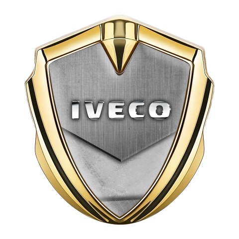 Iveco Emblem Badge Gold Stone Texture Effect Chrome Logo Design