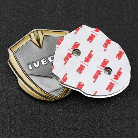 Iveco Emblem Badge Gold Stone Texture Effect Chrome Logo Design
