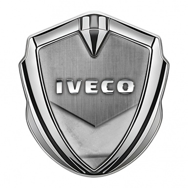 Iveco Emblem Badge Silver Stone Texture Effect Chrome Logo Design