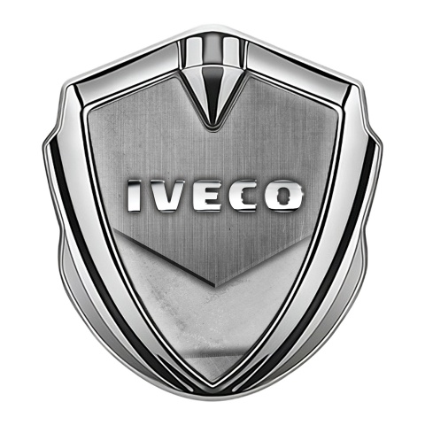 Iveco Emblem Badge Silver Stone Texture Effect Chrome Logo Design
