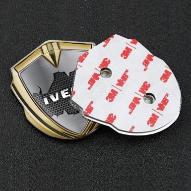 Iveco Domed Emblem Gold Dark Honeycomb Chrome Logo Edition