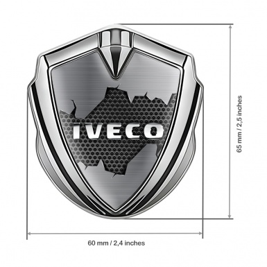 Iveco Domed Emblem Silver Dark Honeycomb Chrome Logo Edition