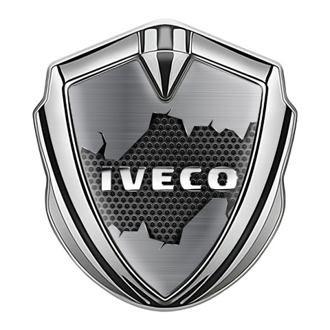 Iveco Domed Emblem Silver Dark Honeycomb Chrome Logo Edition