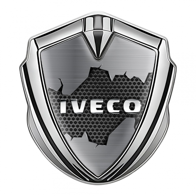 Iveco Domed Emblem Silver Dark Honeycomb Chrome Logo Edition