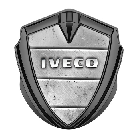 Iveco Emblem Truck Badge Graphite Stone Slab Effect Chromed Logo Design