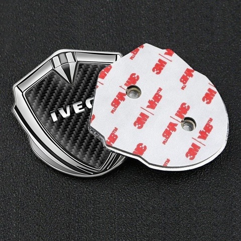 Iveco Metal Domed Emblem Silver Black Carbon Chromed Logo Motif