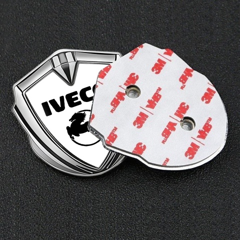 Iveco Emblem Fender Badge Silver White Background Pegaso Design