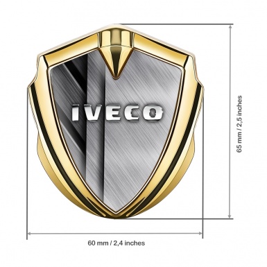 Iveco Metal Emblem Self Adhesive Gold Brushed Steel Chromed Logo