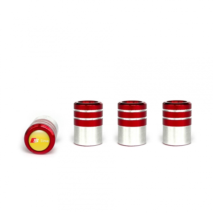 Audi S line Valve Caps Red 4 pcs Yellow Silicone Sticker