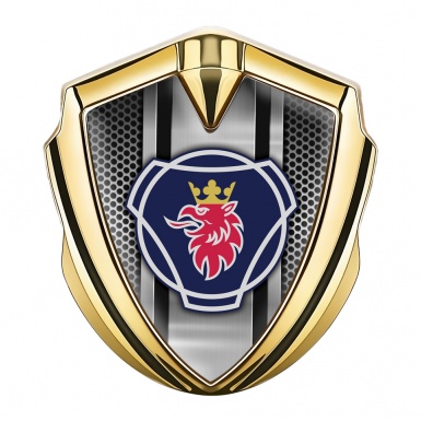 Scania Emblem Truck Badge Gold Steel Mesh Classic Griffin Logo Motif