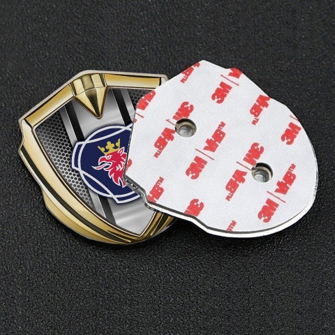 Scania Emblem Truck Badge Gold Steel Mesh Classic Griffin Logo Motif