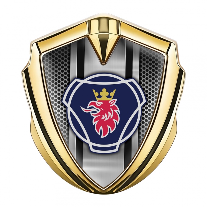 Scania Emblem Truck Badge Gold Steel Mesh Classic Griffin Logo Motif