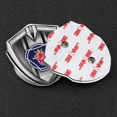 Scania Emblem Truck Badge Silver Steel Mesh Classic Griffin Logo Motif