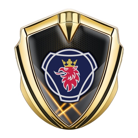 Scania Domed Badge Gold Orange Hex Lights Classic Griffin Logo Motif