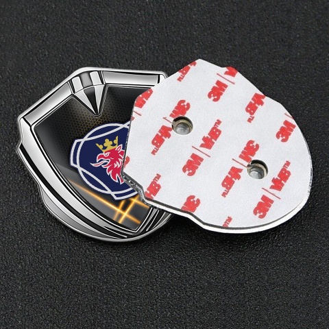 Scania Domed Badge Silver Orange Hex Lights Classic Griffin Logo Motif