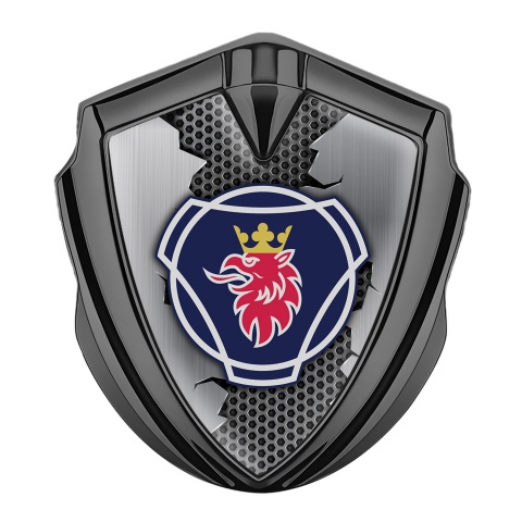 Scania Metal Domed Emblem Graphite Metal Honeycomb Classic Griffon Design