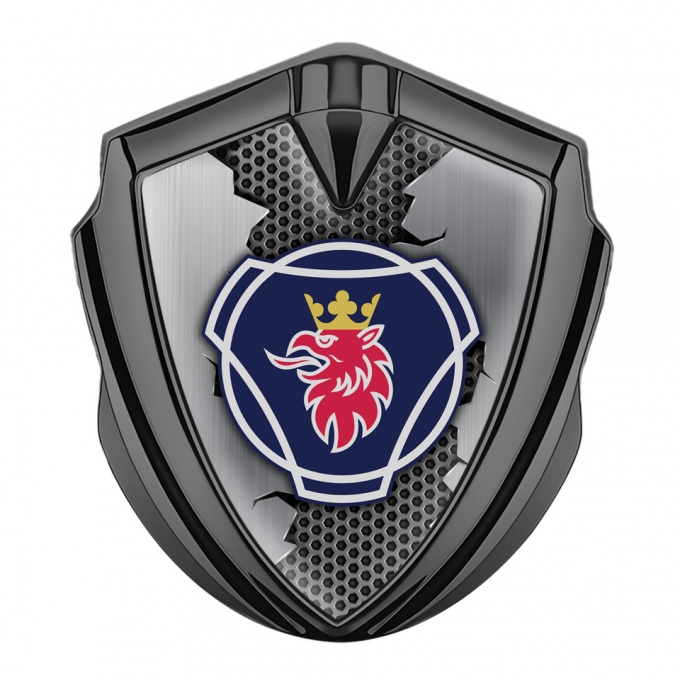 Scania Metal Domed Emblem Graphite Metal Honeycomb Classic Griffon Design