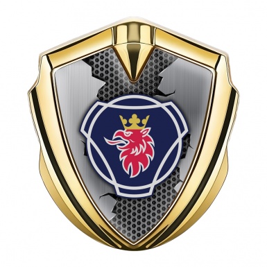 Scania Metal Domed Emblem Gold Metal Honeycomb Classic Griffon Design