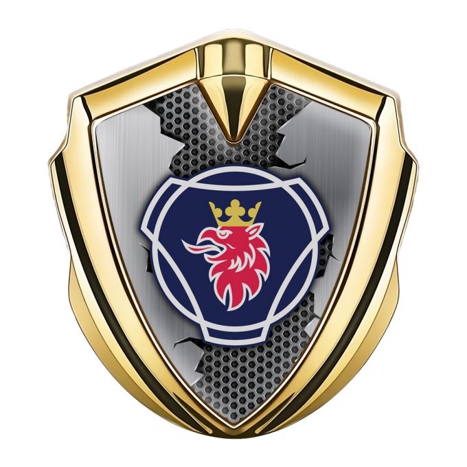 Scania Metal Domed Emblem Gold Metal Honeycomb Classic Griffon Design