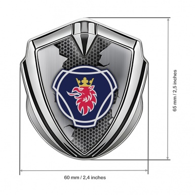 Scania Metal Domed Emblem Silver Metal Honeycomb Classic Griffon Design