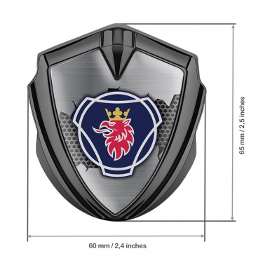 Scania Badge Self Adhesive Graphite Torn Metal Classic Griffon Logo