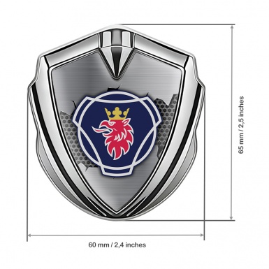 Scania Badge Self Adhesive Silver Torn Metal Classic Griffon Logo