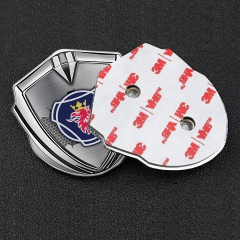 Scania Badge Self Adhesive Silver Torn Metal Classic Griffon Logo