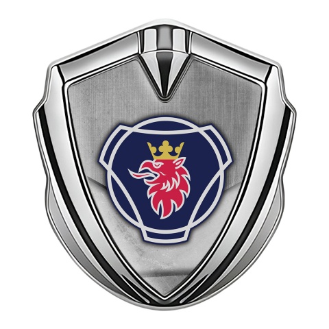 Scania Emblem Badge Self Adhesive Silver Concrete Texture Griffon Edition