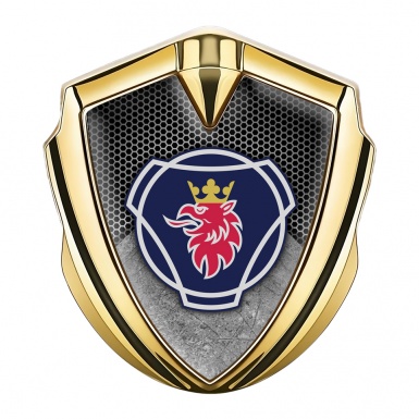 Scania Metal Emblem Self Adhesive Gold Gravel Texture Griffon Motif