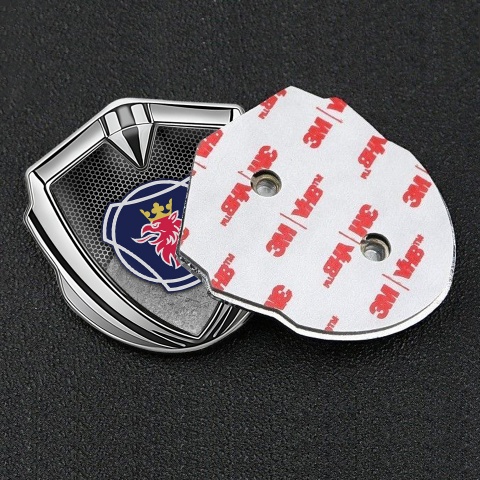 Scania Metal Emblem Self Adhesive Silver Gravel Texture Griffon Motif