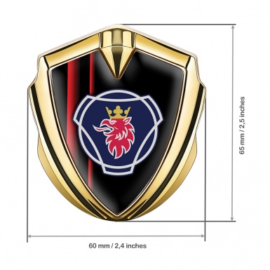 Scania Emblem Trunk Badge Gold Black Crimson Stripes Griffon Edition