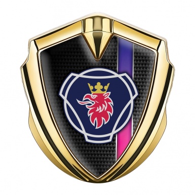 Scania Emblem Self Adhesive Gold Black Carbon Purple Stripe Griffon Logo