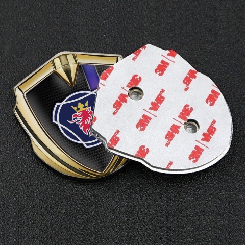 Scania Emblem Self Adhesive Gold Black Carbon Purple Stripe Griffon Logo