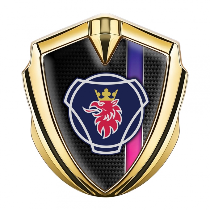 Scania Emblem Self Adhesive Gold Black Carbon Purple Stripe Griffon Logo