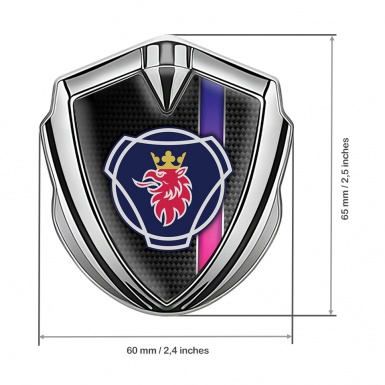 Scania Emblem Self Adhesive Silver Black Carbon Purple Stripe Griffon Logo