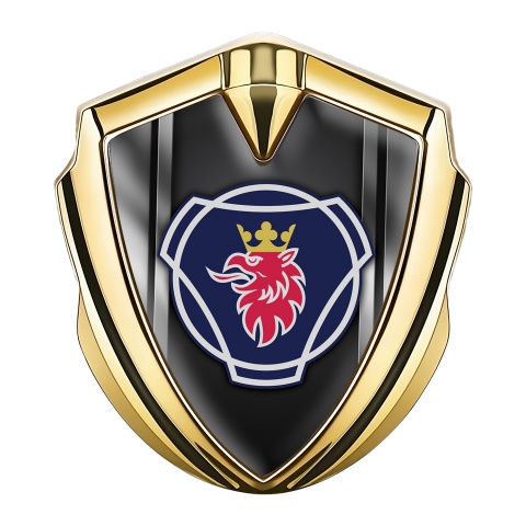 Scania Emblem Badge Gold Black Metal Frames Effect Griffon Logo