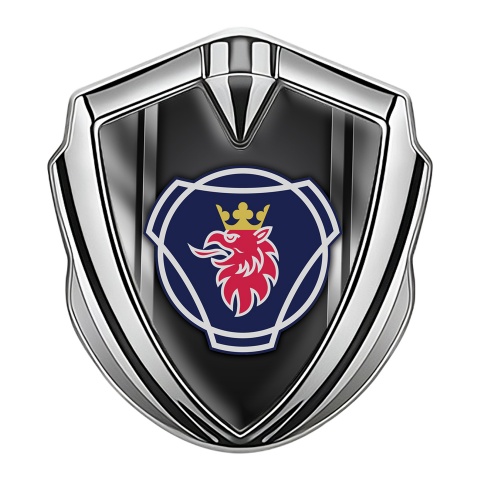 Scania Emblem Badge Silver Black Metal Frames Effect Griffon Logo