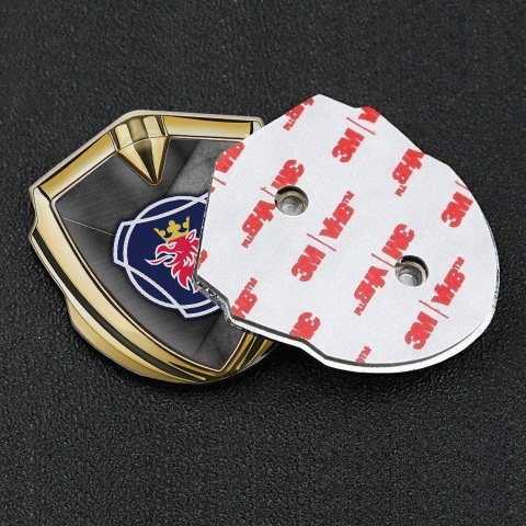 Scania Metal Domed Emblem Gold Scratched Surface Griffon Logo Motif